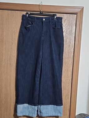 Nine West Dark Blue Wide Leg Jeans with Light Blue Cuffed Hem